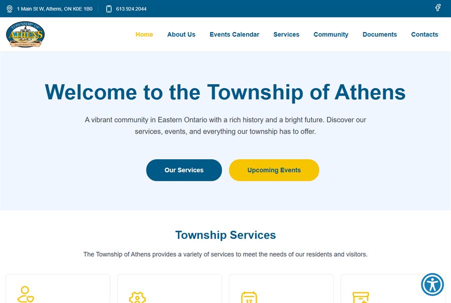 Homepage of the Township of Athens website built by Truespeed