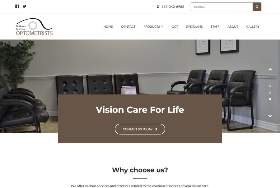 Homepage of the Dr. Brown and Chant Optometrists website built by Truespeed