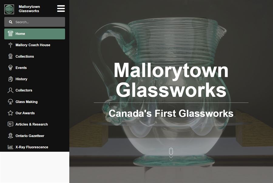 Homepage of the Mallorytown Glasswork website built by Truespeed
