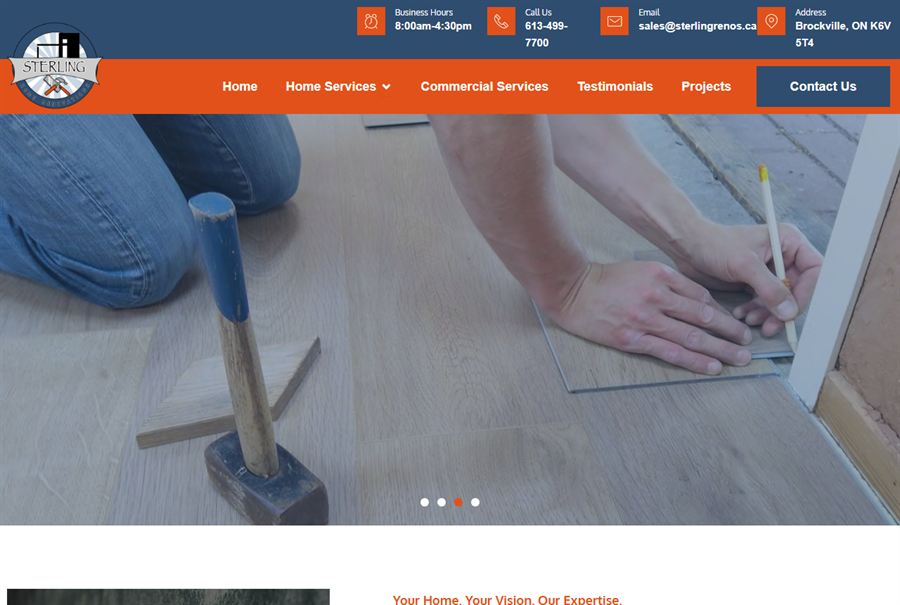Homepage of the Sterling Home Renovations website built by Truespeed