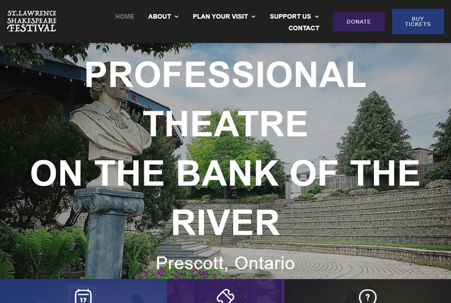 Homepage of the St. Lawrence Shakespeare Festival website built by Truespeed